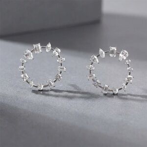9.50 ctw Multi-Shape Moissanite Circle Earrings in 925 Sterling Silver